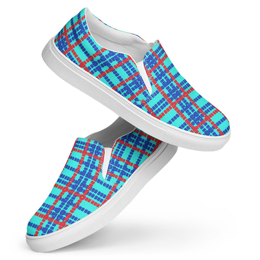 Lane Lines Plaid- Men’s slip-on canvas shoes