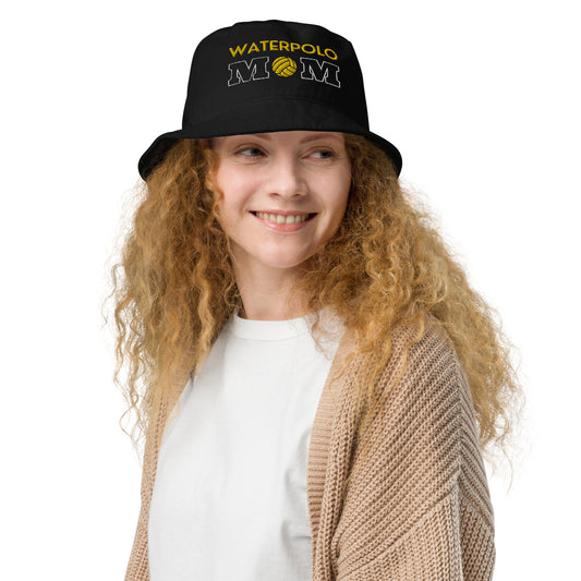 Waterpolo Mom - Dark Organic bucket hat with Yellow Lettering