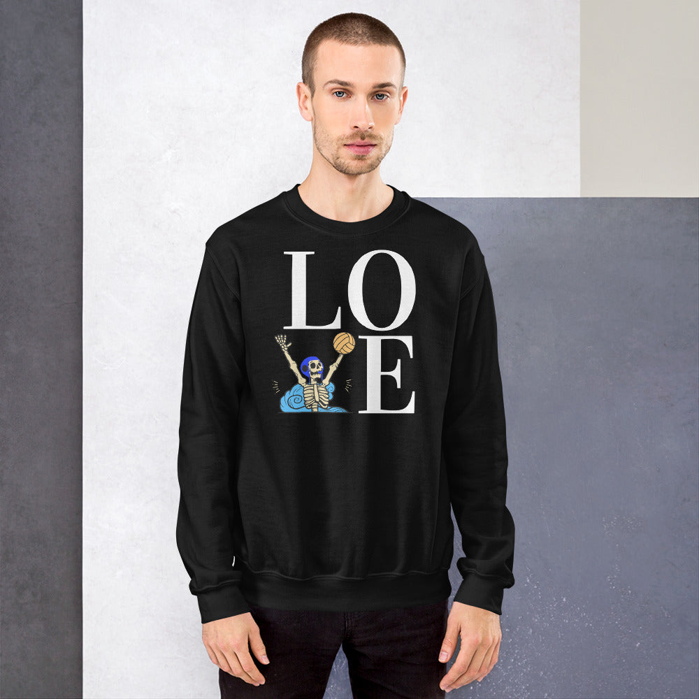 LOVE with Skeleton Waterpolo Player V - Unisex Crew Neck Sweatshirt - Gildan 18000