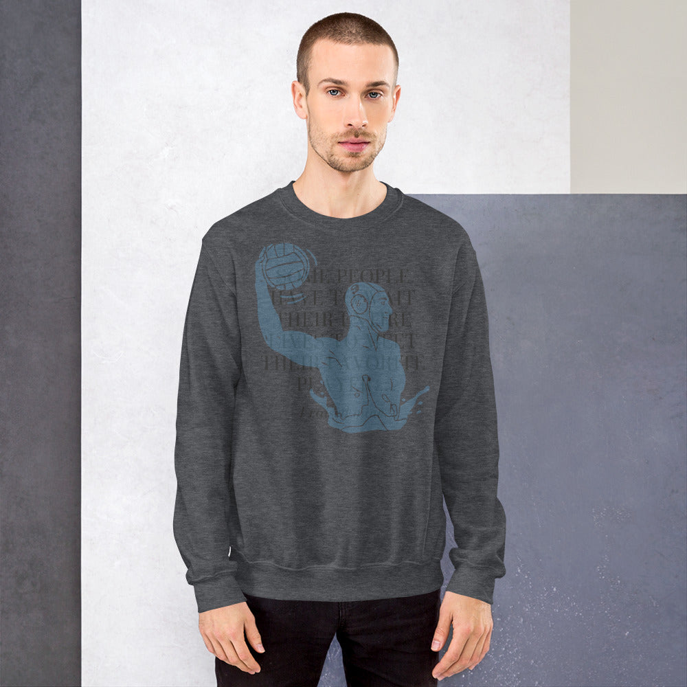 I Raised My Favorite Player with blue male silhouette - Unisex Crew Neck Sweatshirt - Gildan 18000