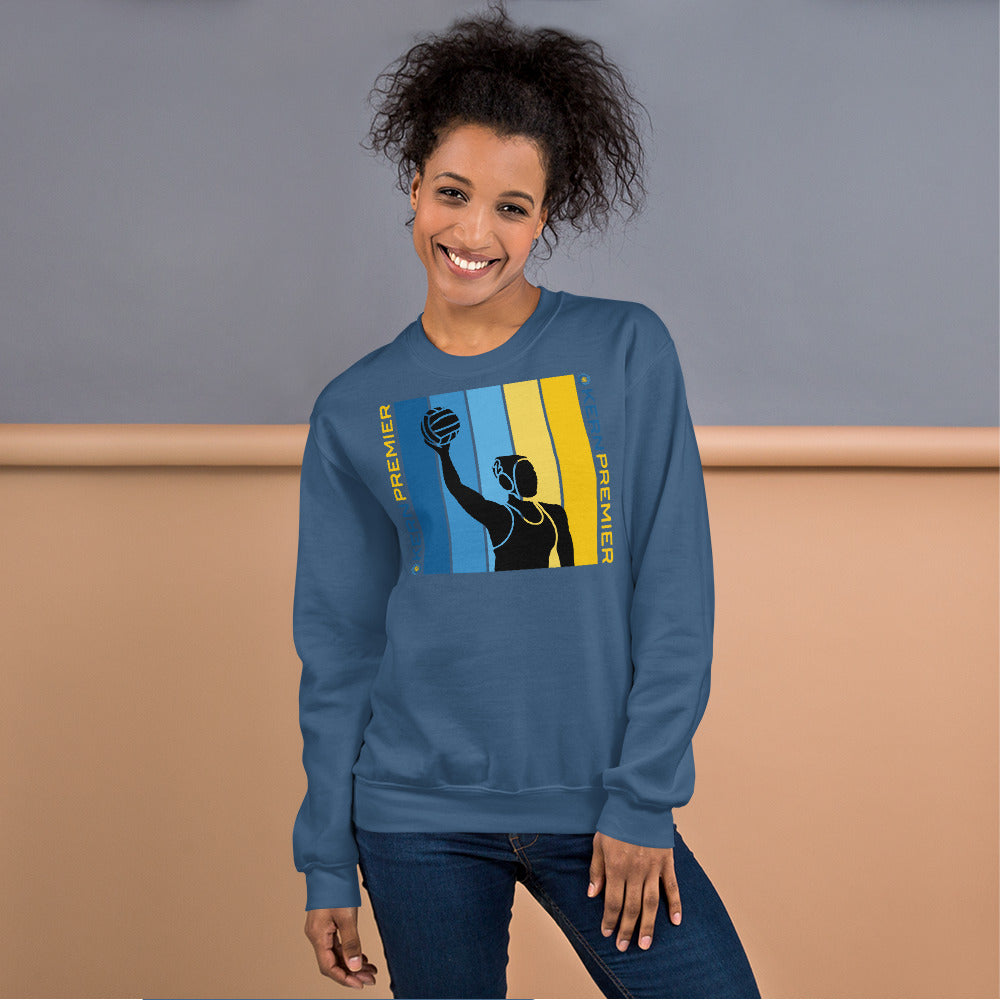 Kern Premier - 7 Color Box with Female Silhouette with Double Vertical Logos - Unisex Crew Neck Sweatshirt - Gildan 18000