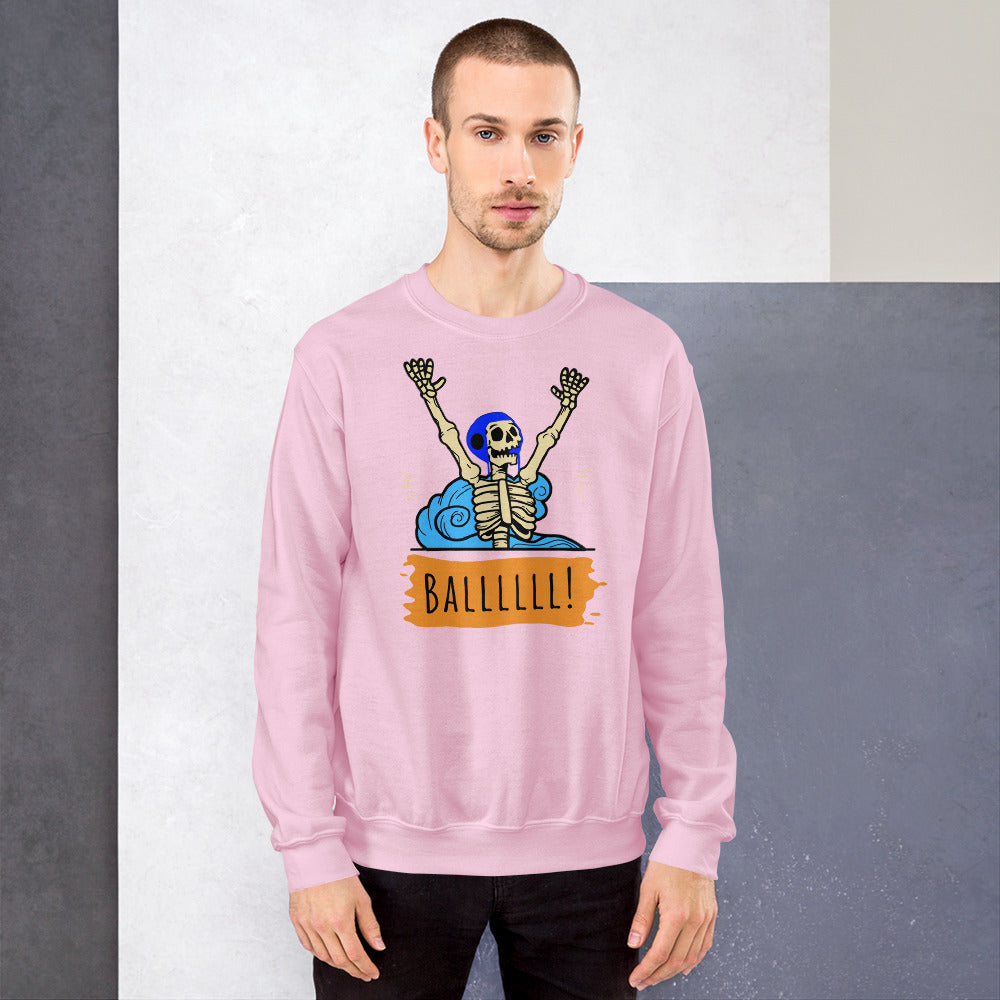 Gimme the Ball Skeleton with Waterpolo Cap - Unisex Crew Neck Sweatshirt - Gildan 18000