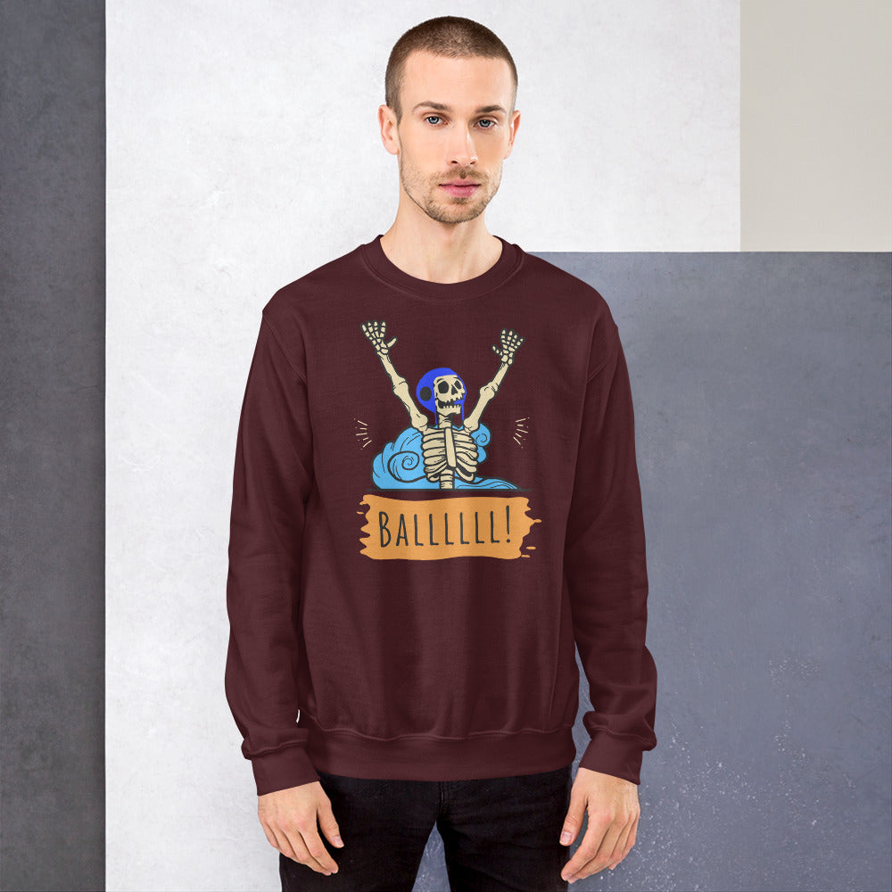 Gimme the Ball Skeleton with Waterpolo Cap - Unisex Crew Neck Sweatshirt - Gildan 18000