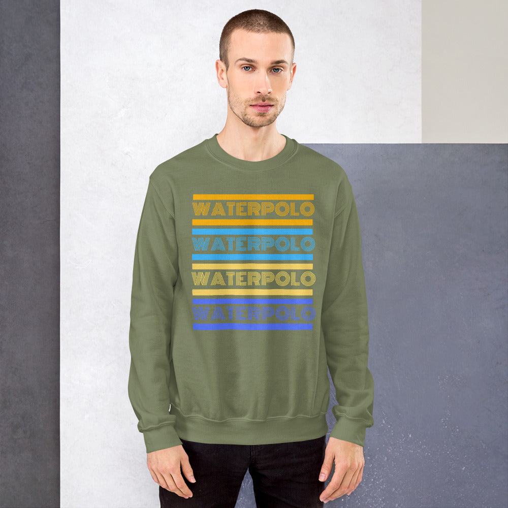 Retro Water Polo- Yellow and Blue - Unisex Crew Neck Sweatshirt - Gildan 18000