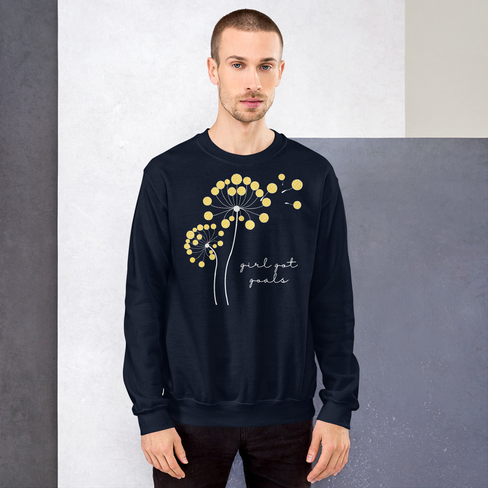 Dandelion Girl Got Goals - Unisex Crew Neck Sweatshirt - Gildan 18000