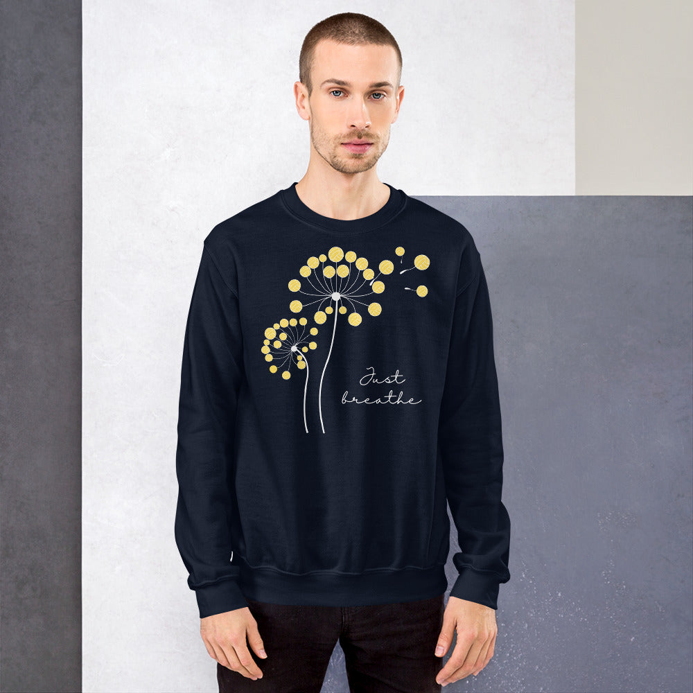 Dandelion Just breathe - Unisex Crew Neck Sweatshirt - Gildan 18000