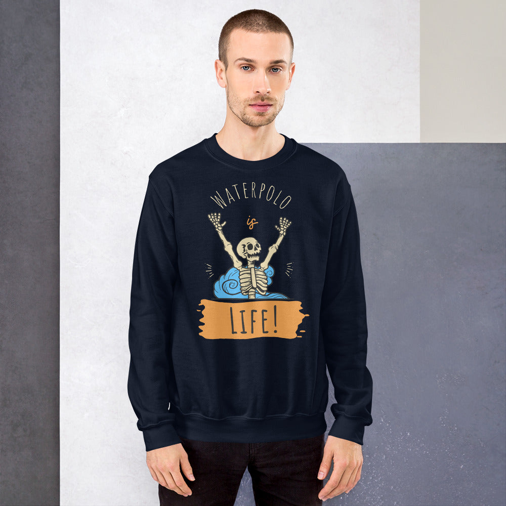 Water Polo is Life Skeleton - Unisex Crew Neck Sweatshirt - Gildan 18000