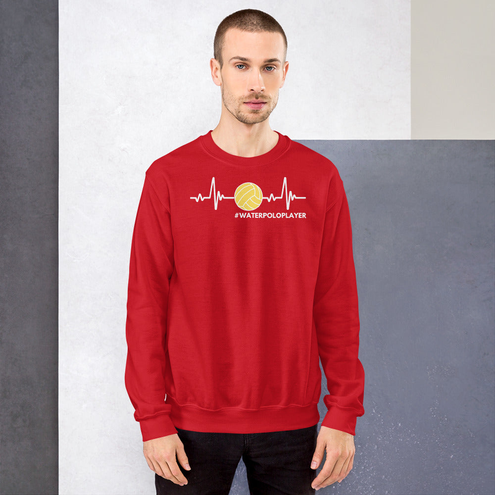 Waterpolo Player Heartbeat - Unisex Crew Neck Sweatshirt - Gildan 18000