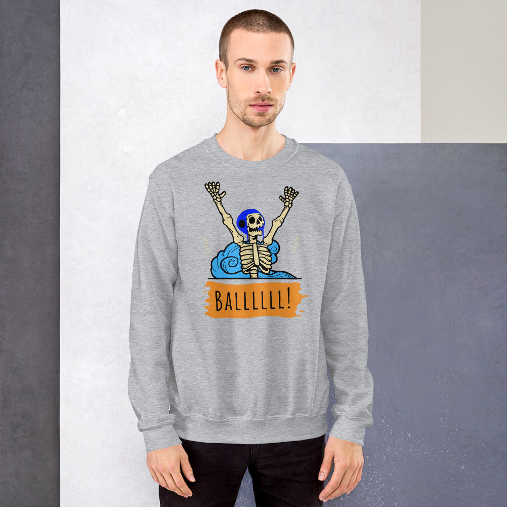 Gimme the Ball Skeleton with Waterpolo Cap - Unisex Crew Neck Sweatshirt - Gildan 18000