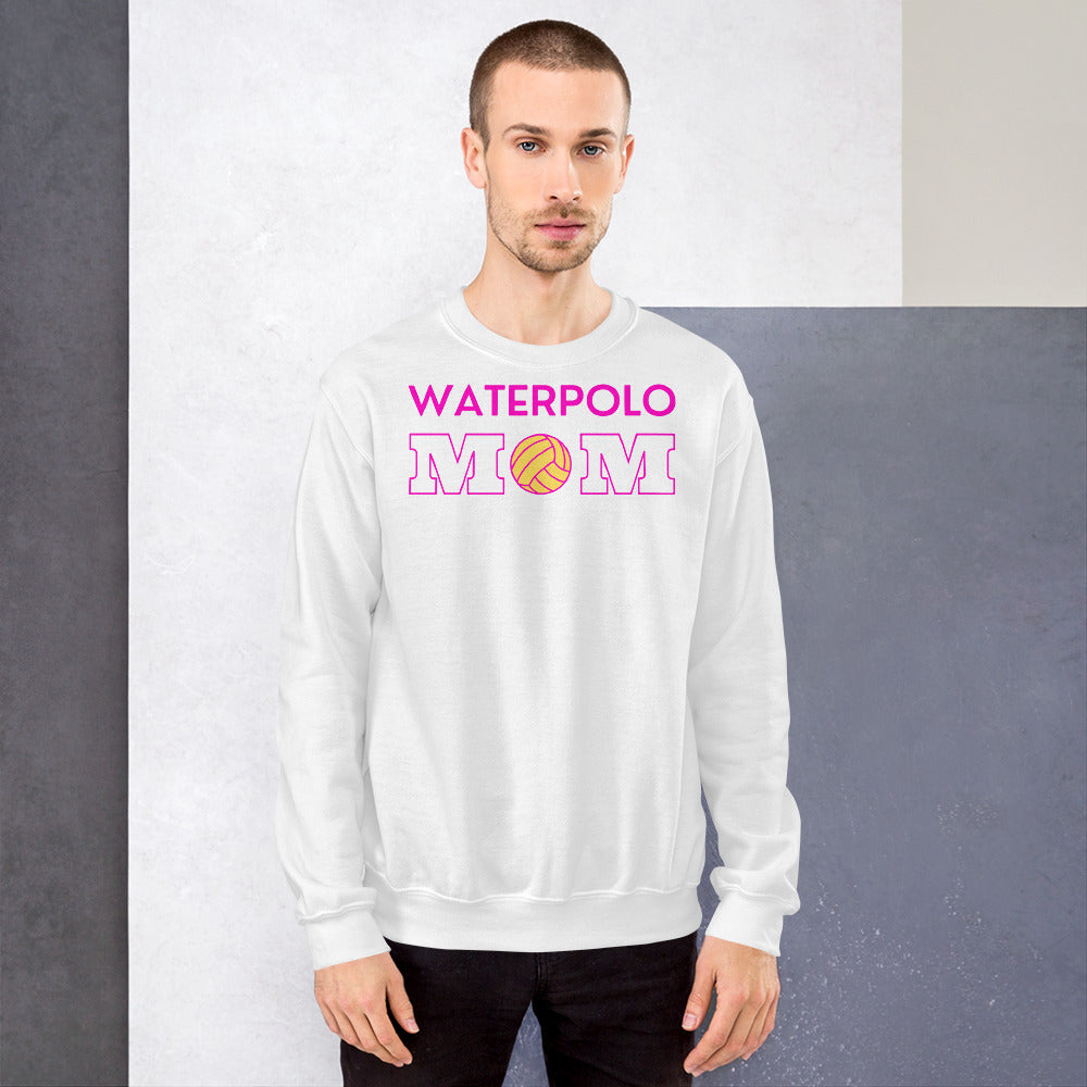Waterpolo Mom - Pink Lettering - Unisex Crew Neck Sweatshirt - Gildan 18000