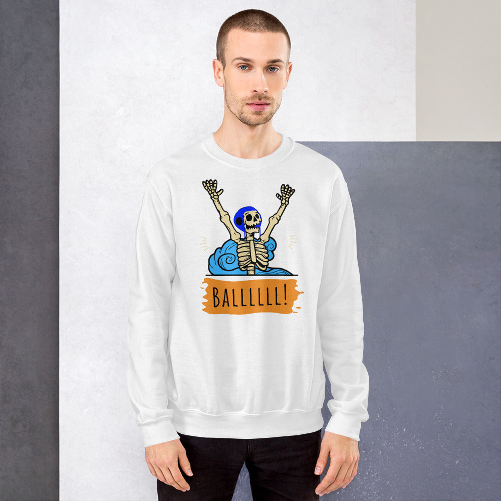 Gimme the Ball Skeleton with Waterpolo Cap - Unisex Crew Neck Sweatshirt - Gildan 18000