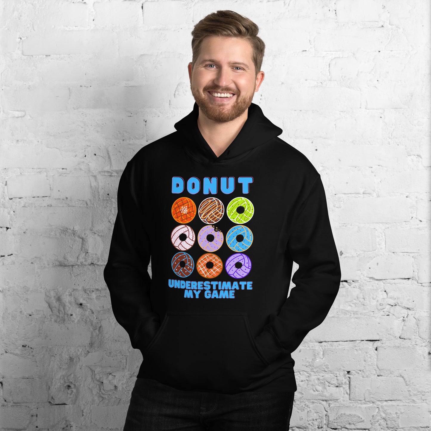 Donut Underestimate my Game - Blue Lettering - Unisex Heavy Blend Hoodie - Gildan 18500