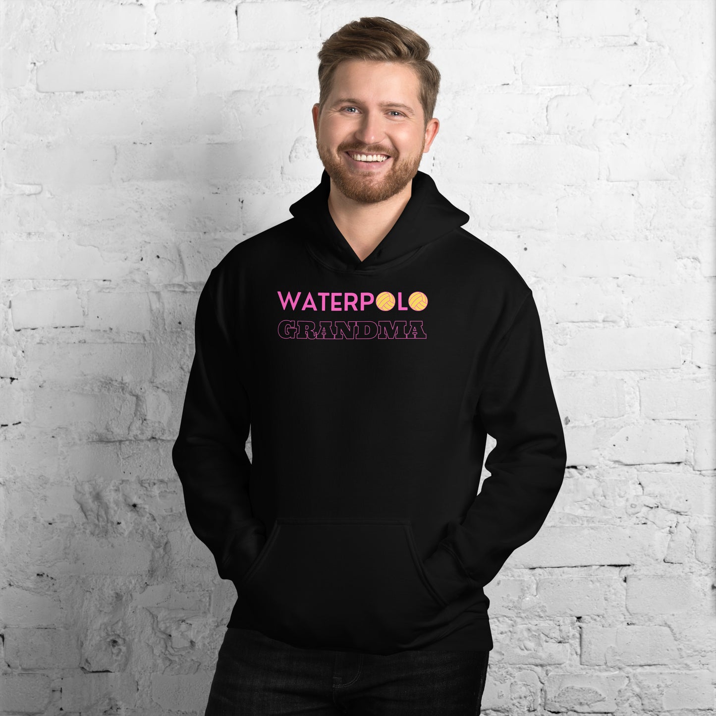 Waterpolo Grandma - Pink Lettering - Unisex Heavy Blend Hoodie - Gildan 18500