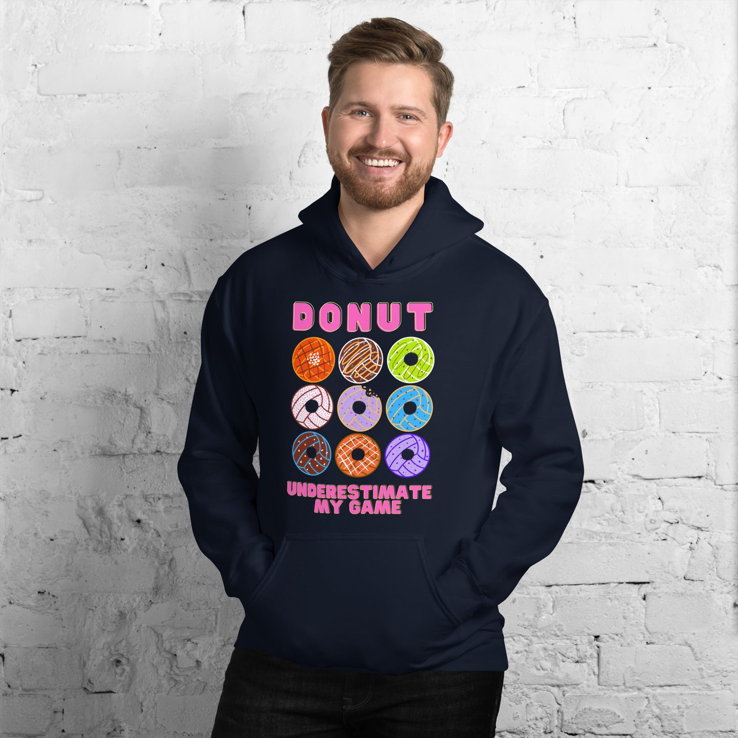 Donut Underestimate my Game - Pink Lettering - Unisex Heavy Blend Hoodie - Gildan 18500