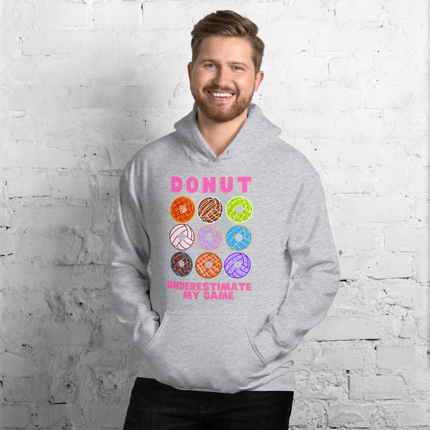 Donut Underestimate my Game - Pink Lettering - Unisex Heavy Blend Hoodie - Gildan 18500