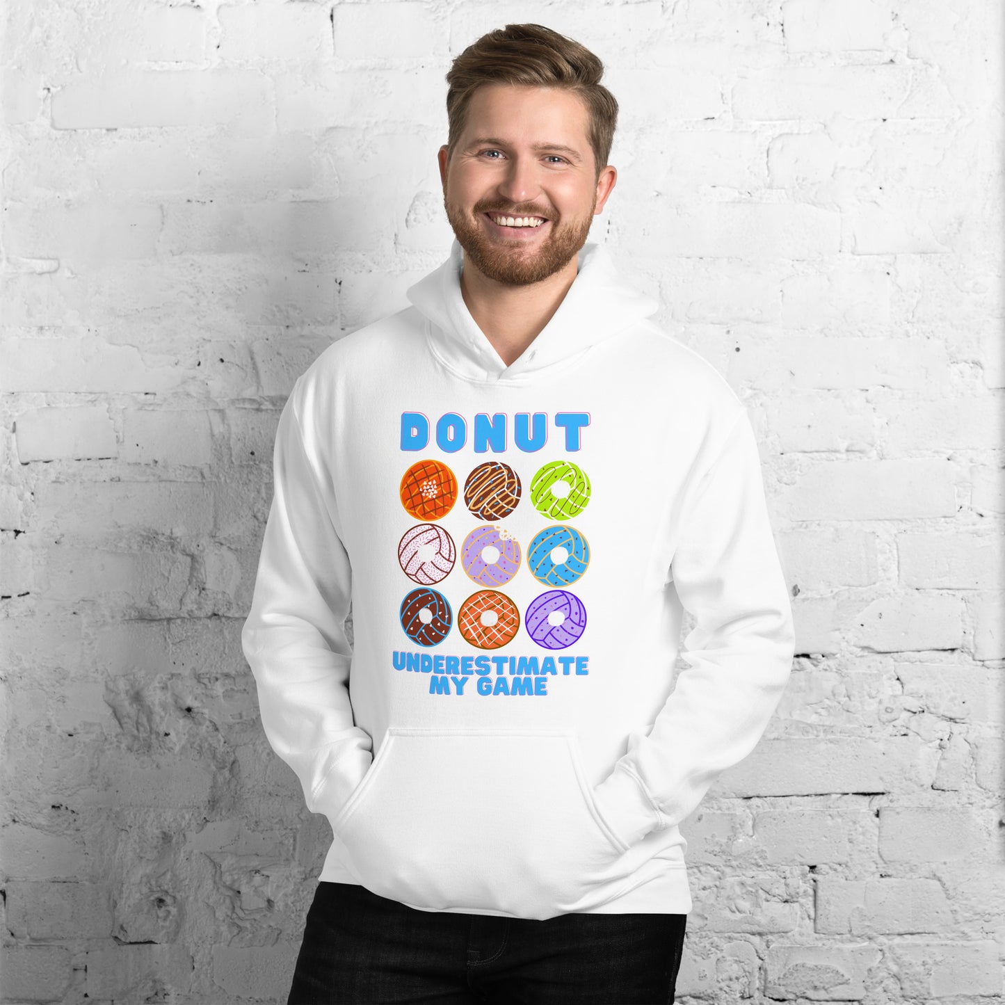 Donut Underestimate my Game - Blue Lettering - Unisex Heavy Blend Hoodie - Gildan 18500