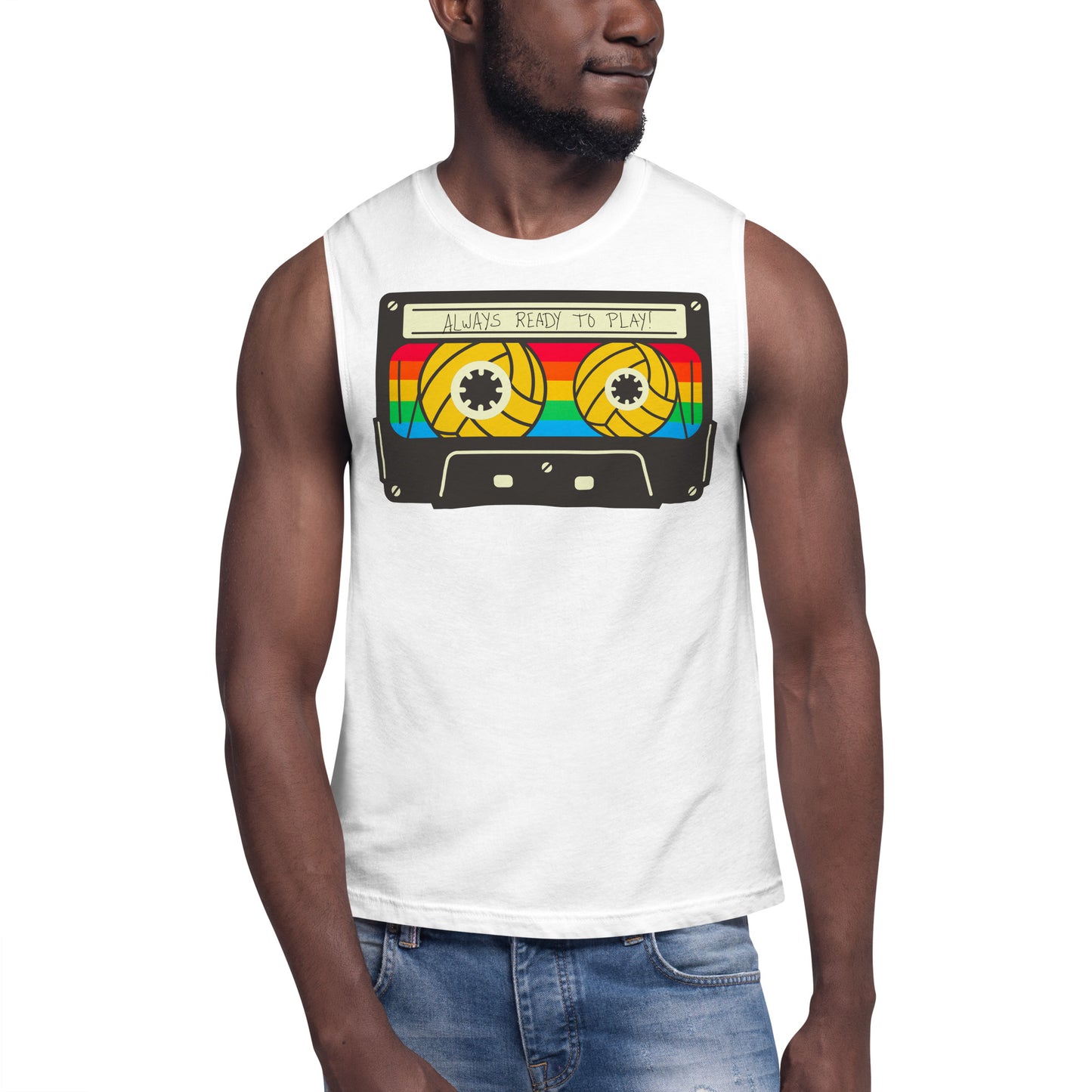 Always Ready to Play Cassette Muscle Shirt