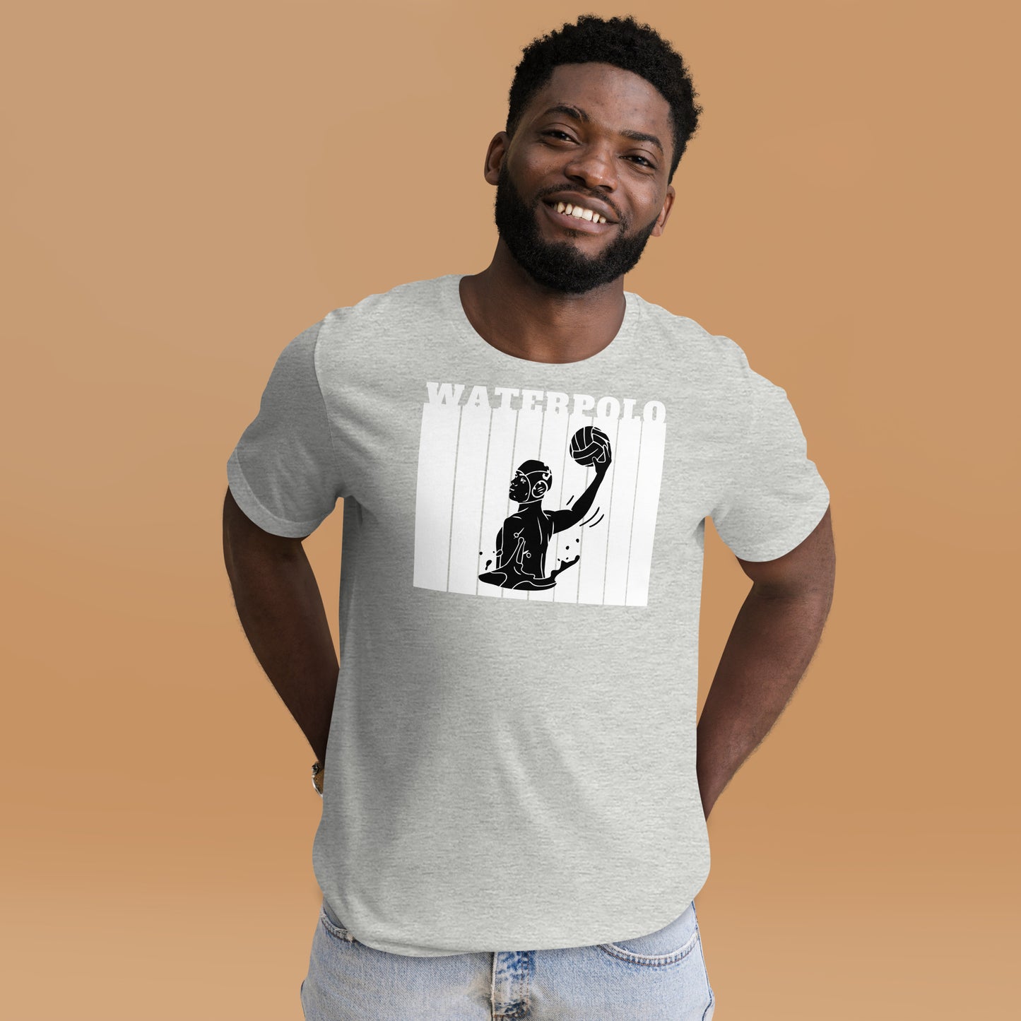 Water Polo - White Wall with Male 2 - Unisex Soft T-shirt - Bella Canvas 3001