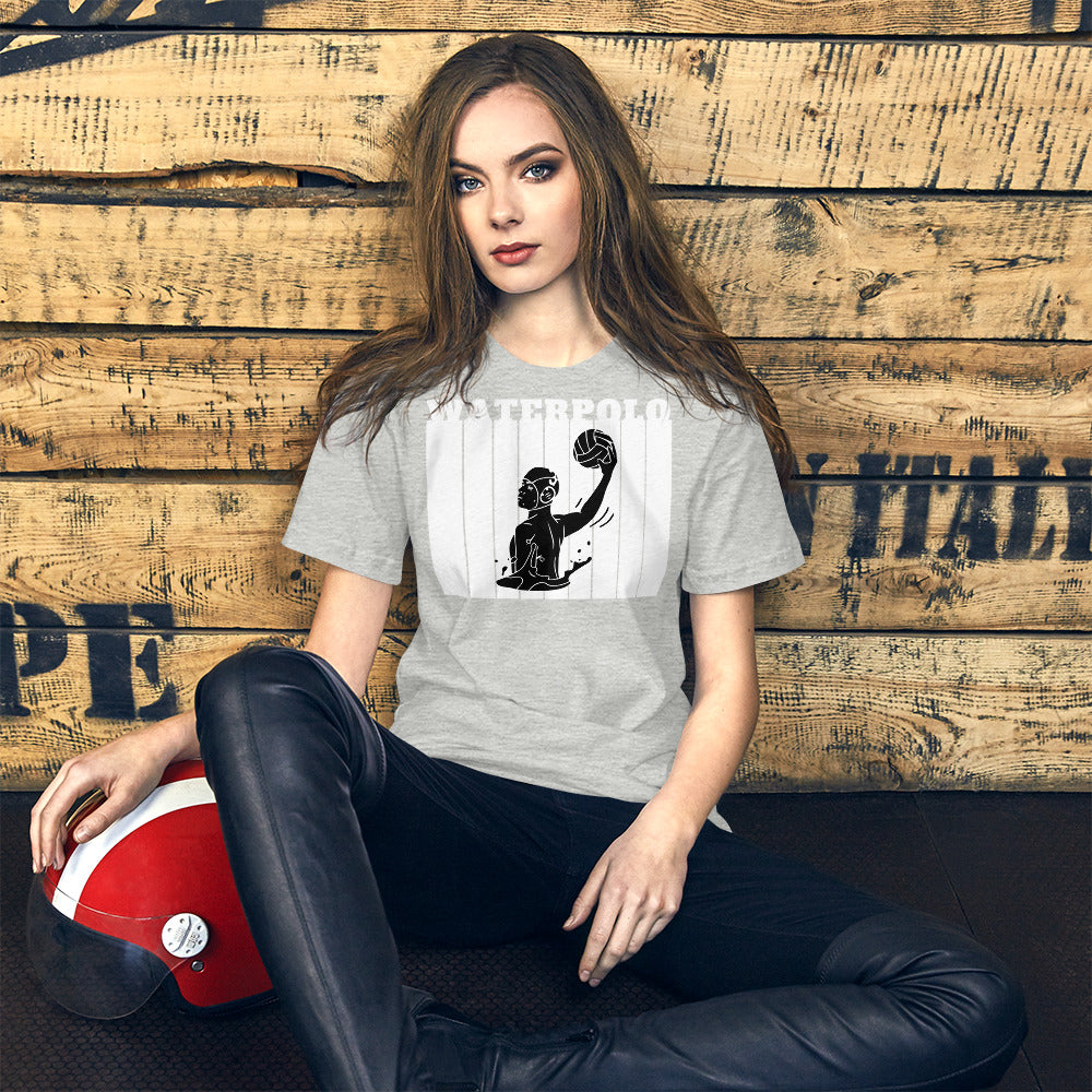 Water Polo - White Wall with Male 1 - Unisex Soft T-shirt - Bella Canvas 3001