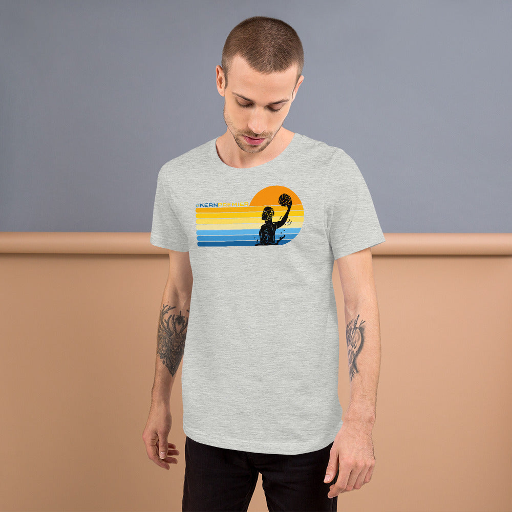 Kern Premier 7 color sunset top logo male silhouette - Unisex Soft T-shirt - Bella Canvas 3001