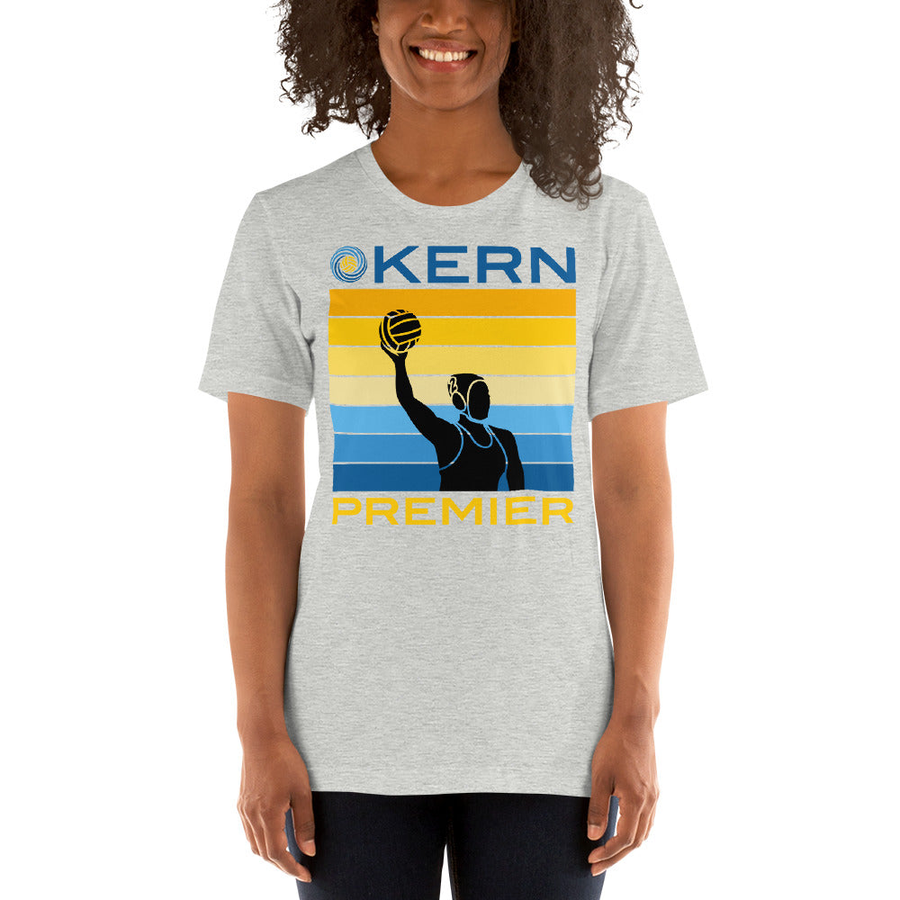 Kern Premier 7 color square horizontal with split logo female silhouette - Unisex Soft T-shirt - Bella Canvas 3001