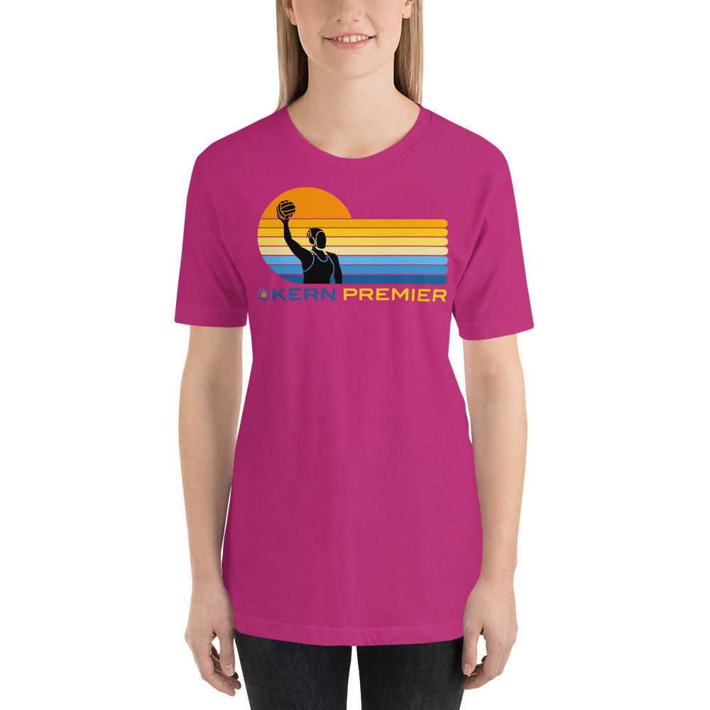 Kern Premier 7 color sunset female silhouette - Unisex Soft T-shirt - Bella Canvas 3001