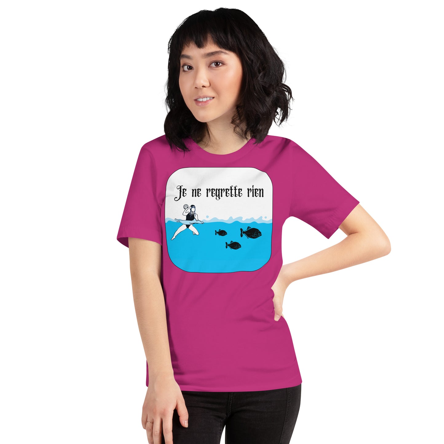 Wednesday and Piranhas - I Regret Nothing - French - Unisex Soft T-shirt - Bella Canvas 3001