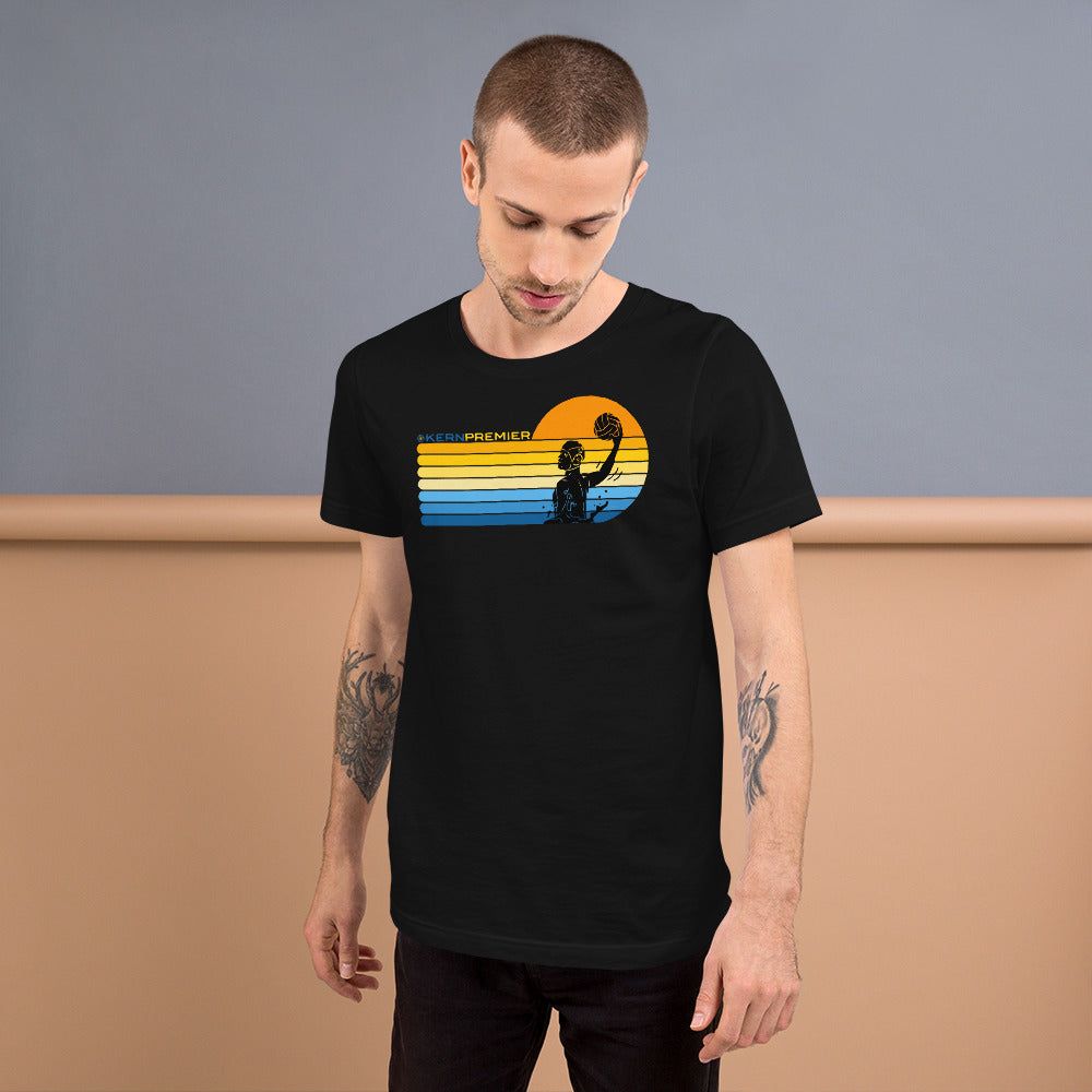 Kern Premier 7 color sunset top logo male silhouette - Unisex Soft T-shirt - Bella Canvas 3001
