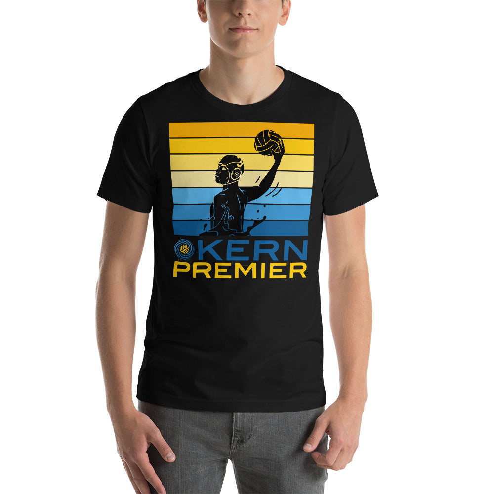 Kern Premier 7 color square horizontal with split logo male silhouette - Unisex Soft T-shirt - Bella Canvas 3001