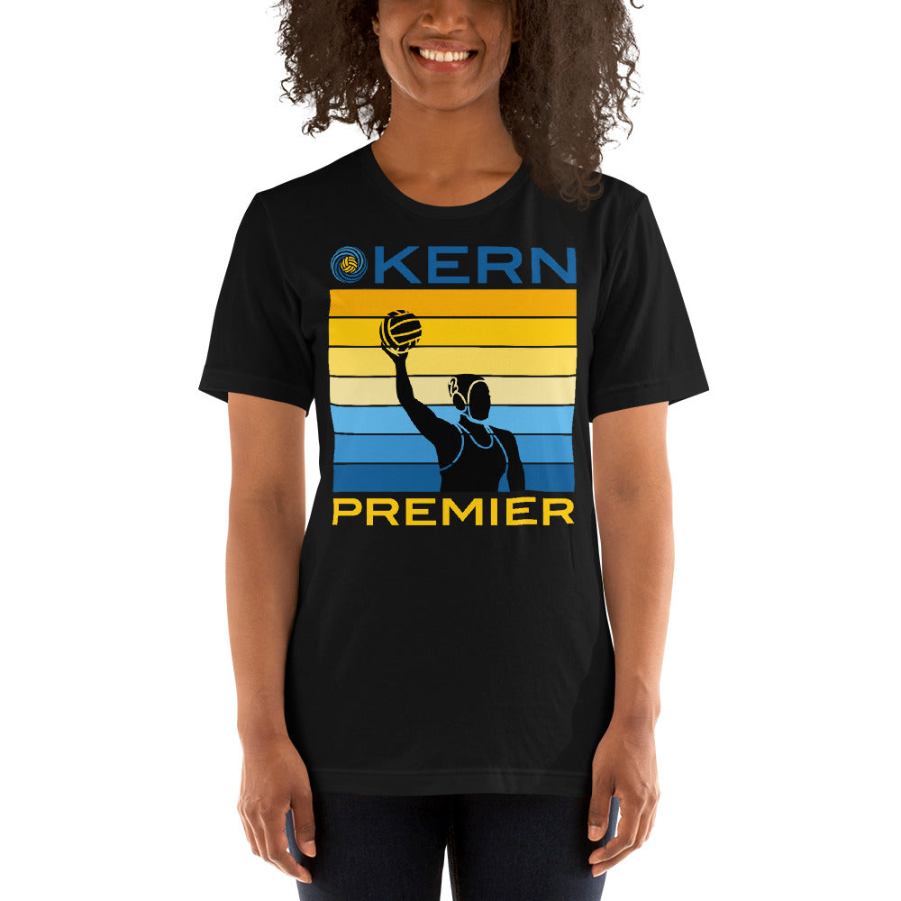 Kern Premier 7 color square horizontal with split logo female silhouette - Unisex Soft T-shirt - Bella Canvas 3001