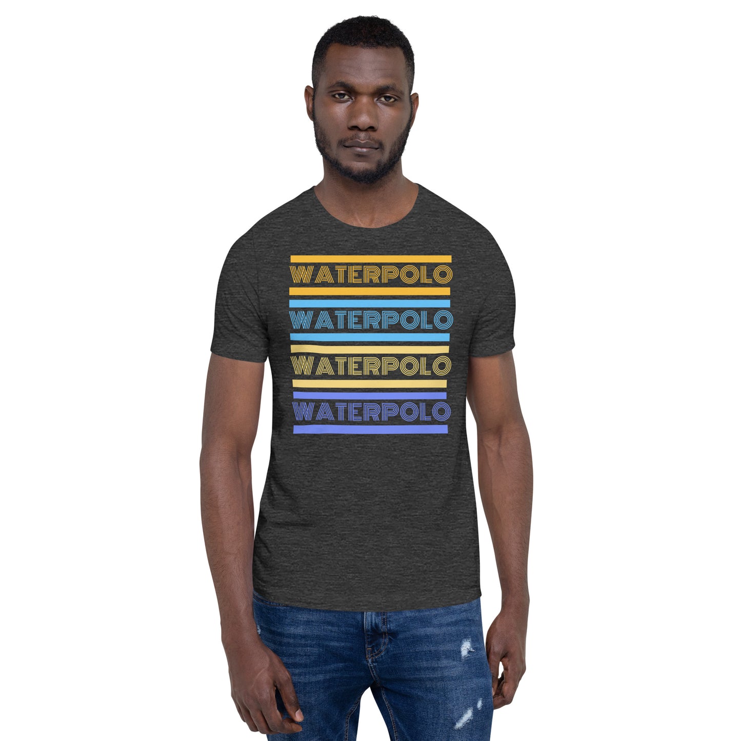 Water Polo Retro Multi Line Multi Colored - Gold Blue Yellow and Purple - Unisex Soft T-shirt - Bella Canvas 3001