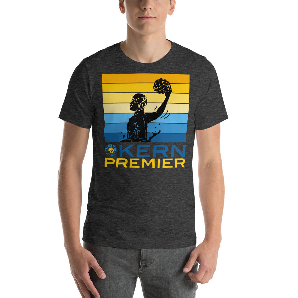 Kern Premier 7 color square horizontal with split logo male silhouette - Unisex Soft T-shirt - Bella Canvas 3001