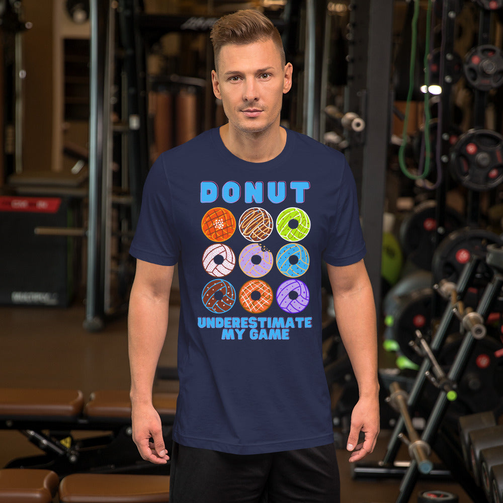 Donut Underestimate my Game - Blue Lettering - Unisex Soft T-shirt - Bella Canvas 3001