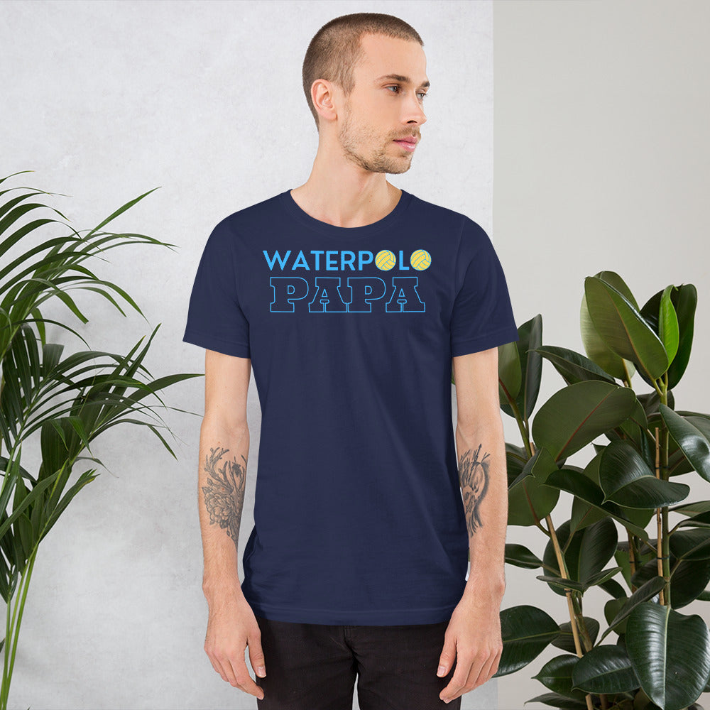 Waterpolo Papa - Blue Lettering - Unisex Soft T-shirt - Bella Canvas 3001
