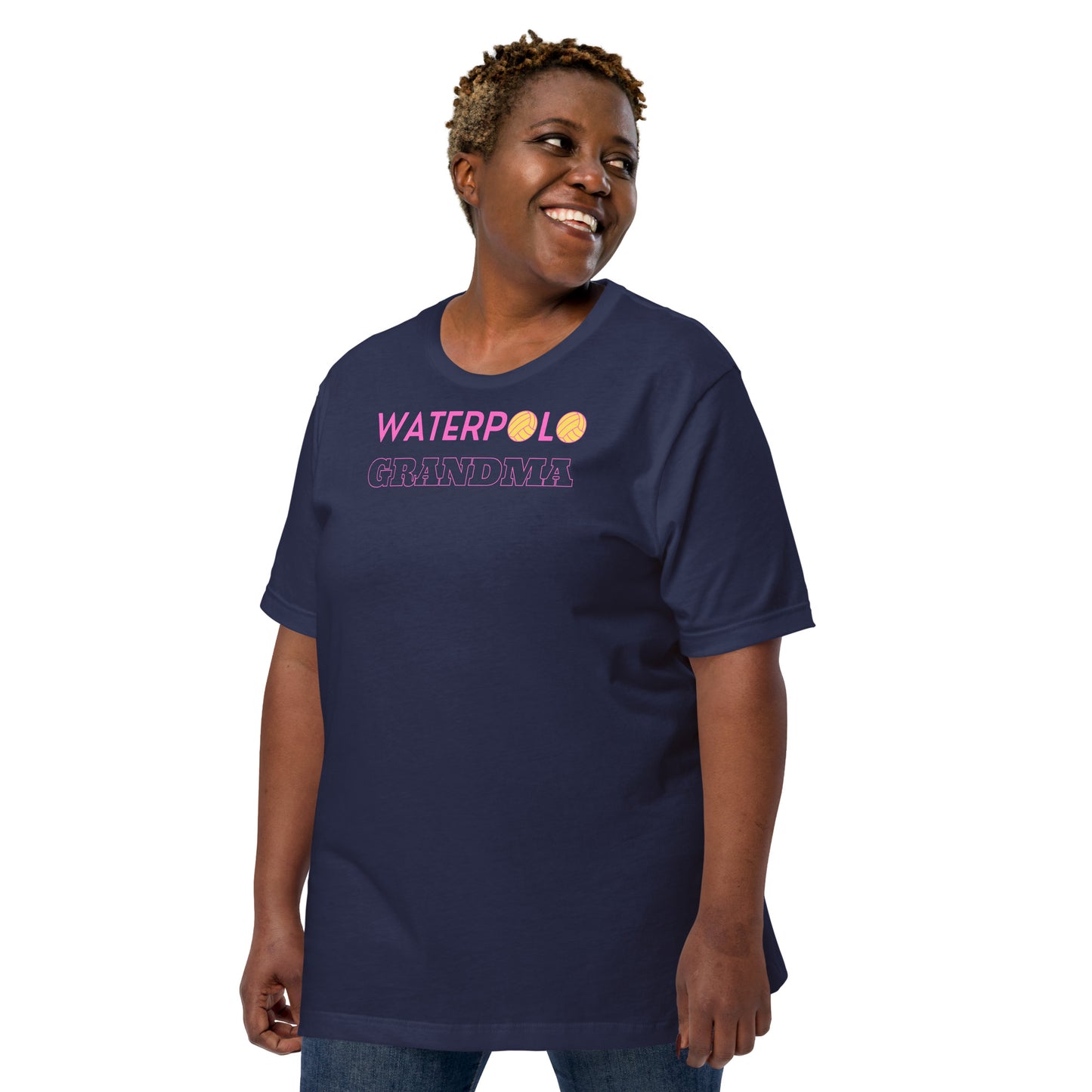 Waterpolo Grandma - Pink Lettering - Unisex Soft T-shirt - Bella Canvas 3001