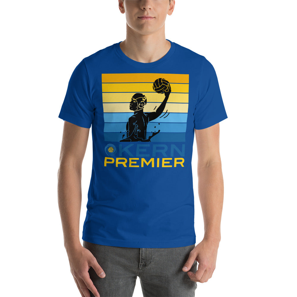Kern Premier 7 color square horizontal with split logo male silhouette - Unisex Soft T-shirt - Bella Canvas 3001