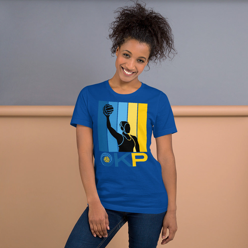 Kern Premier 5 color square vertical with KP logo female silhouette - Unisex Soft T-shirt - Bella Canvas 3001