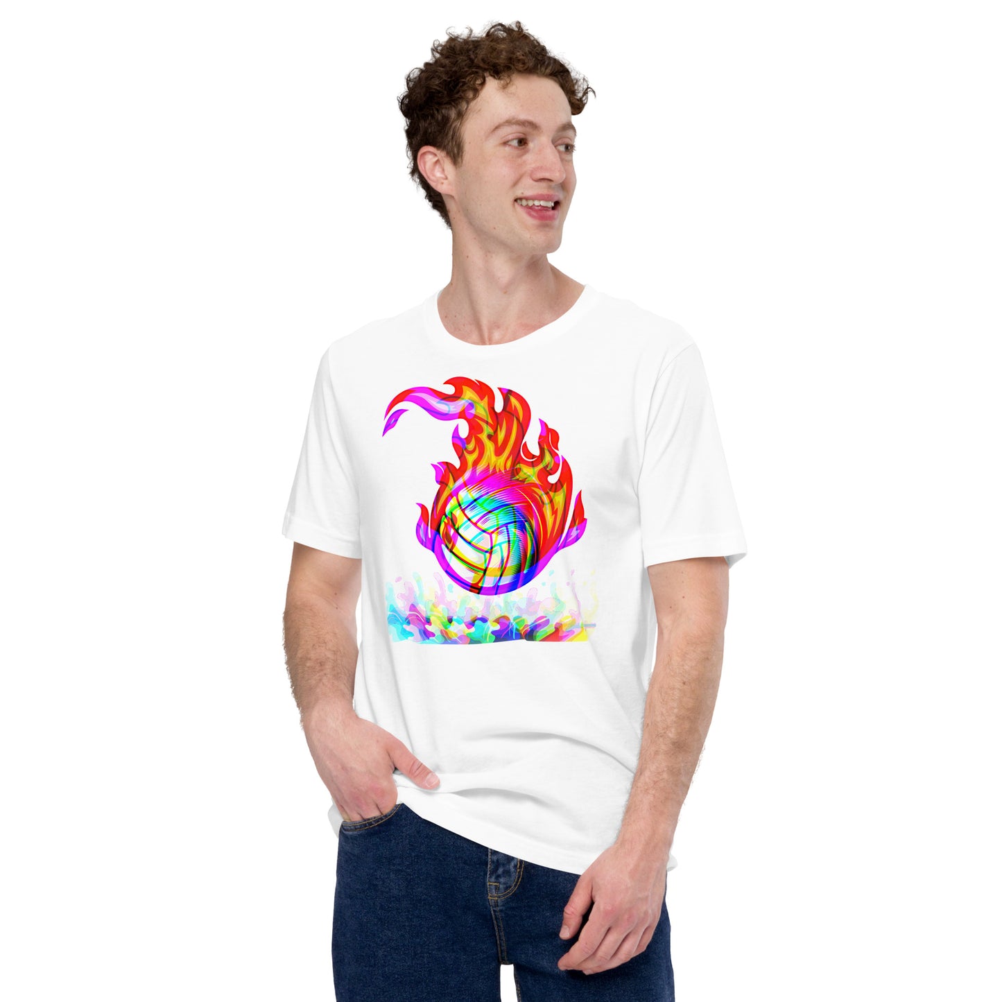 Ball in Flames - Rainbow Colored - Unisex Soft T-shirt - Bella Canvas 3001