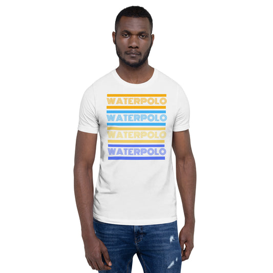 Water Polo Retro Multi Line Multi Colored - Gold Blue Yellow and Purple - Unisex Soft T-shirt - Bella Canvas 3001