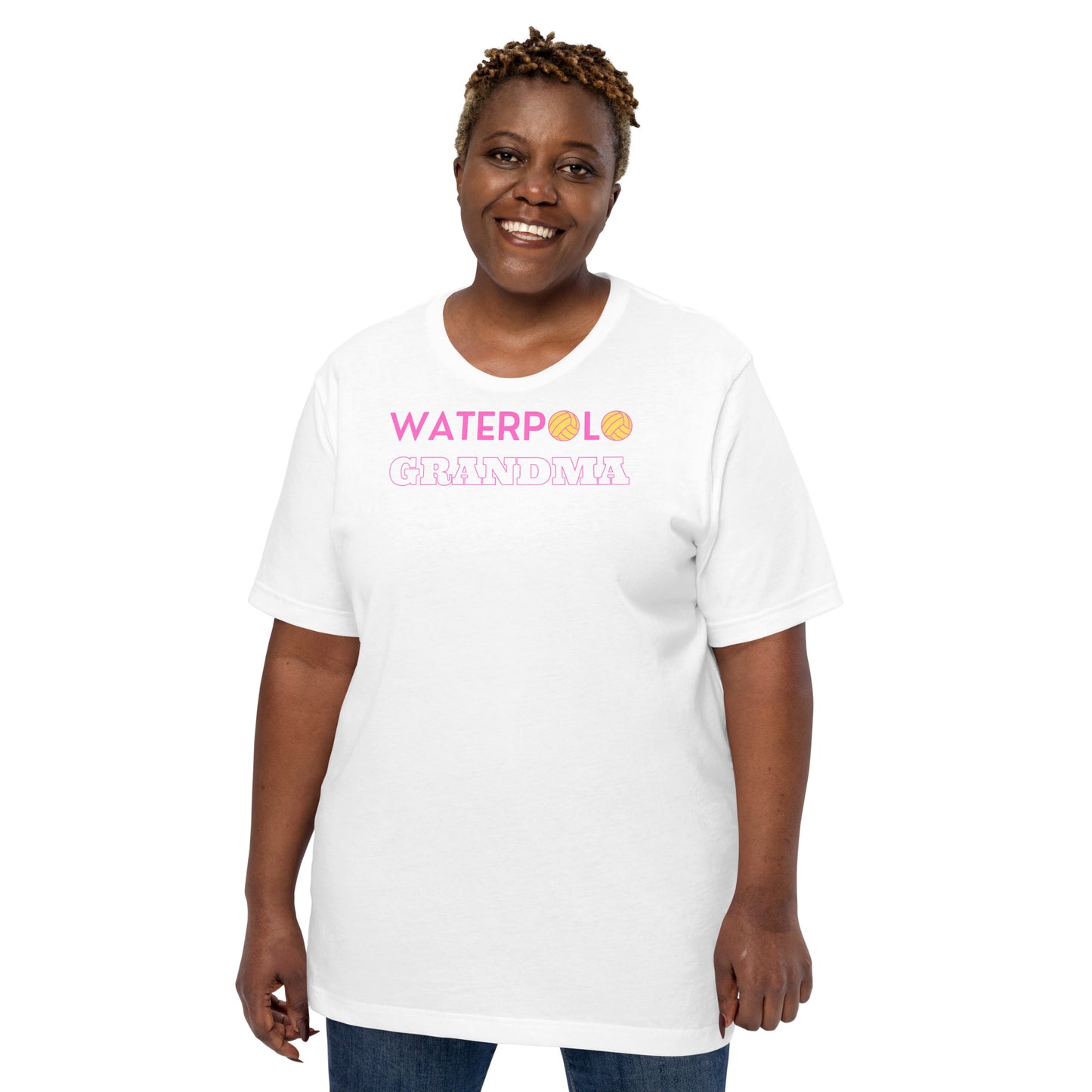 Waterpolo Grandma - Pink Lettering - Unisex Soft T-shirt - Bella Canvas 3001