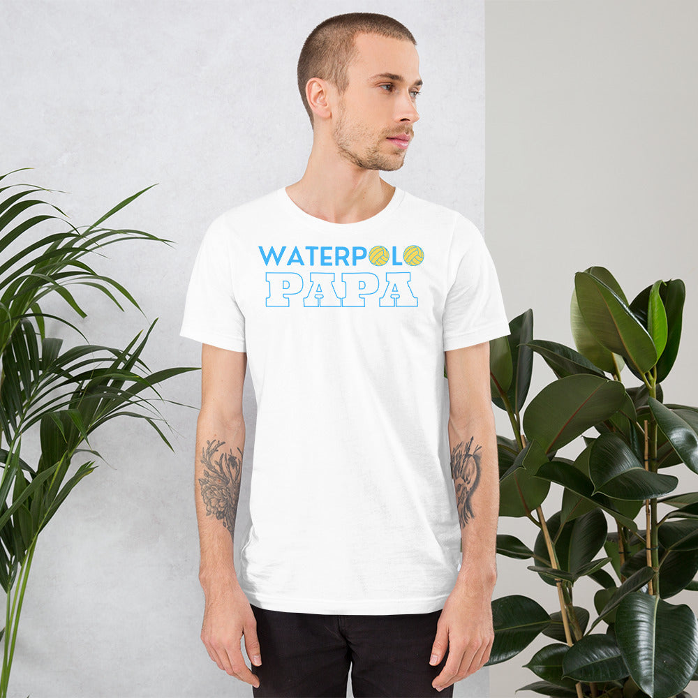 Waterpolo Papa - Blue Lettering - Unisex Soft T-shirt - Bella Canvas 3001