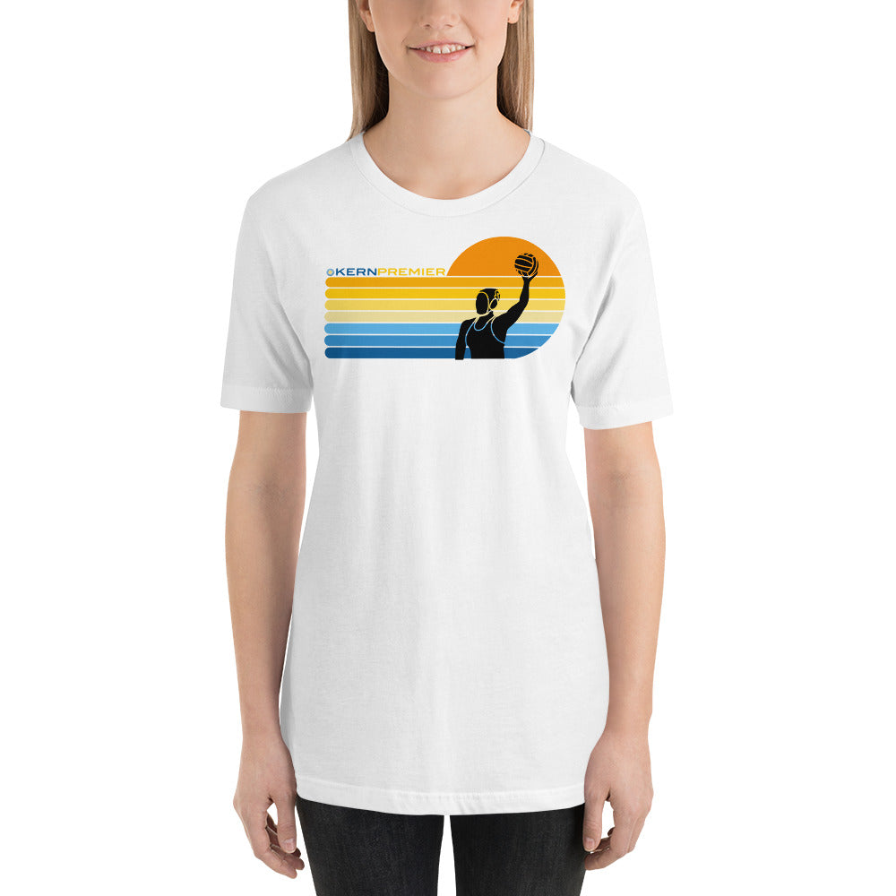 Kern Premier 7 color sunset top logo female silhouette - Unisex Soft T-shirt - Bella Canvas 3001