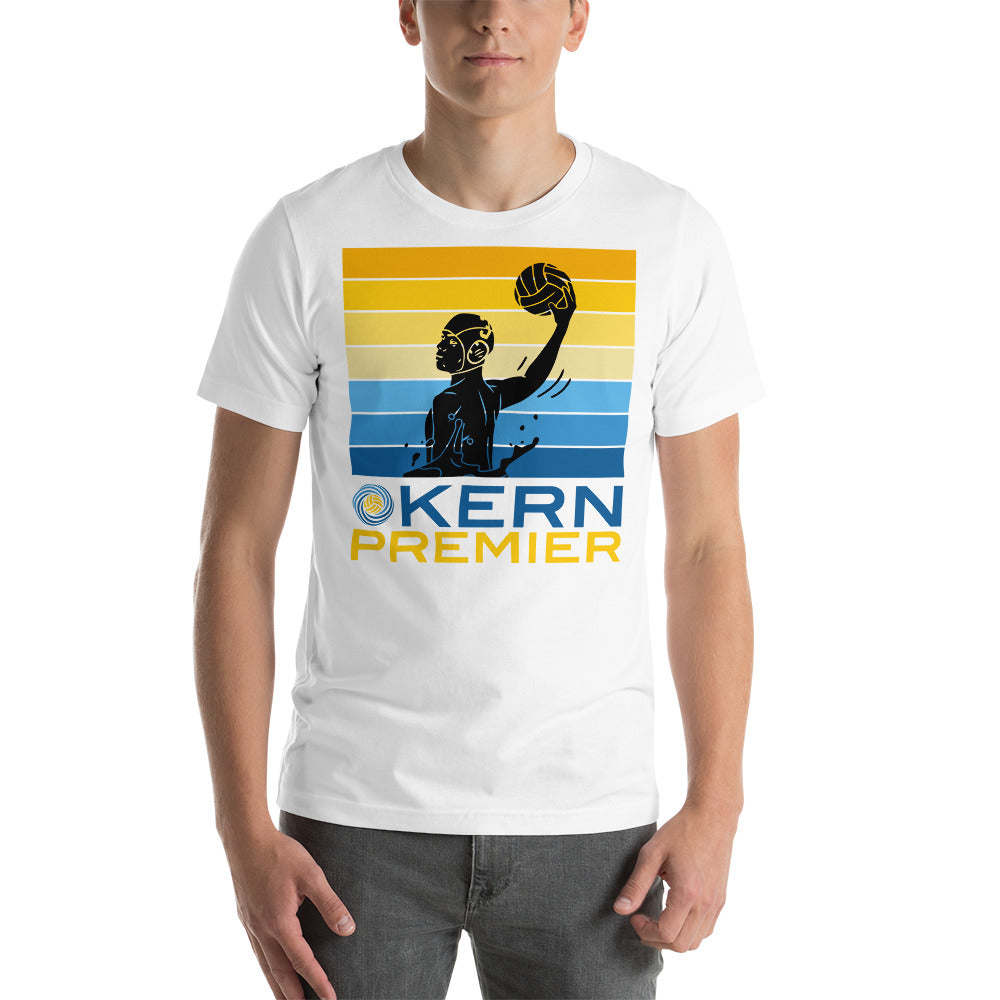 Kern Premier 7 color square horizontal with split logo male silhouette - Unisex Soft T-shirt - Bella Canvas 3001