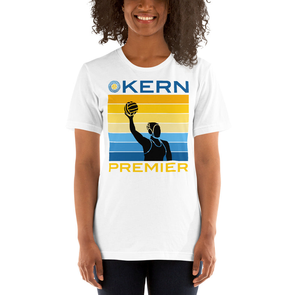 Kern Premier 7 color square horizontal with split logo female silhouette - Unisex Soft T-shirt - Bella Canvas 3001