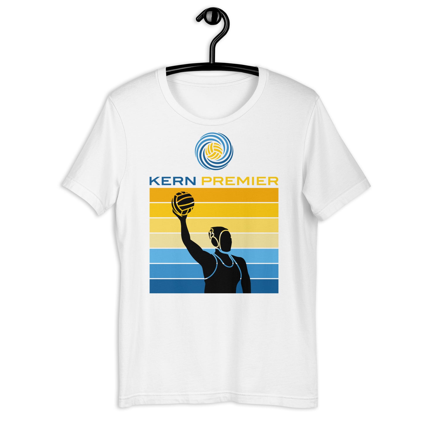Kern Premier 7 color square horizontal with full logo female silhouette - Unisex Soft T-shirt - Bella Canvas 3001