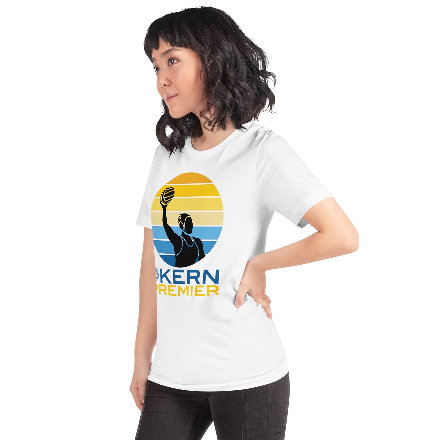 Kern Premier 5 color circle female silhouette - Unisex Soft T-shirt - Bella Canvas 3001