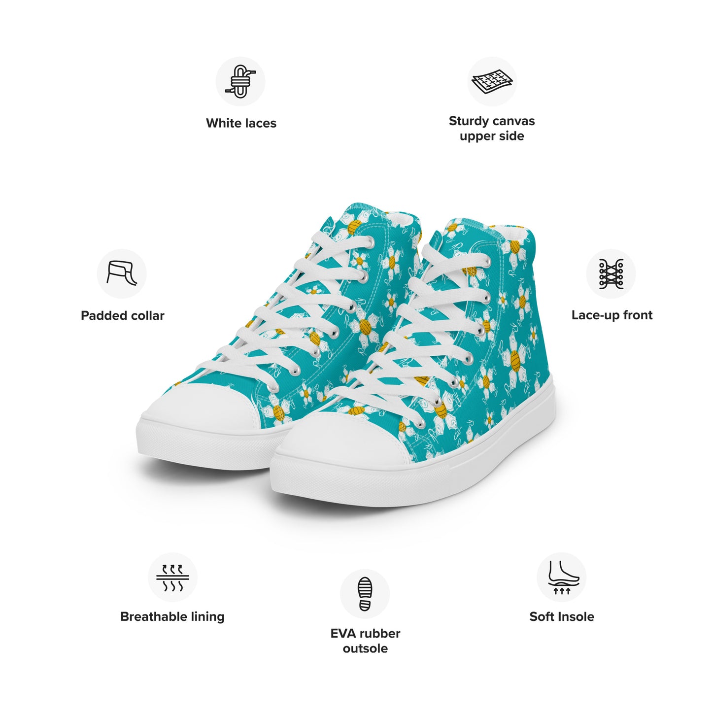 Water Polo Floral Women’s high top canvas shoes