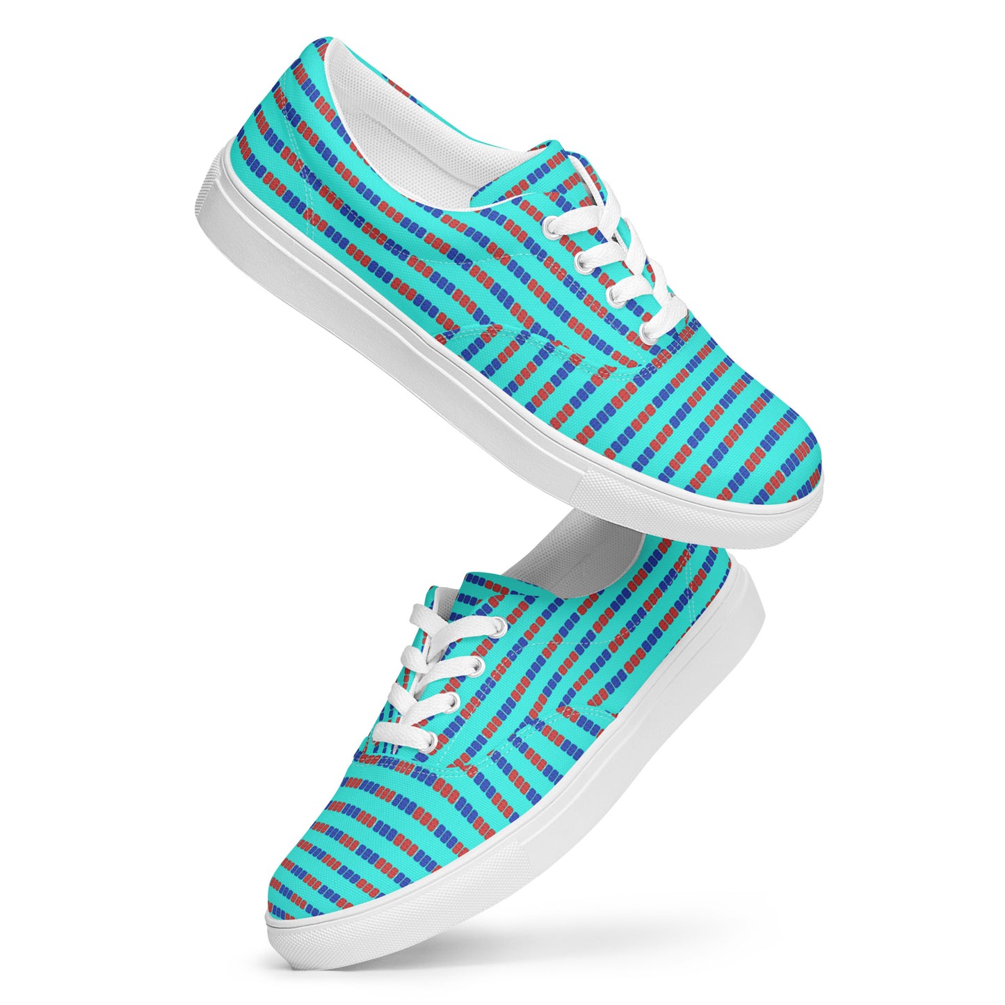 Swim Lane Stripes- Women’s lace-up canvas shoes
